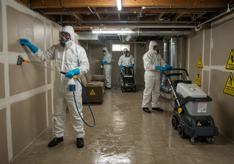 Basement Moisture Removal and Structural Drying process in Las Ollas, PR